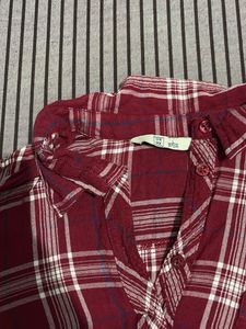 Burgundy Plaid Flannel Shirt
