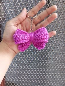 Handmade Crochet Bow Keychain