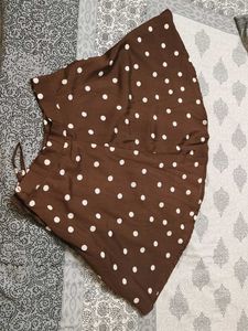 SERA Women Brown Polka Dot Printed Flared Skirt