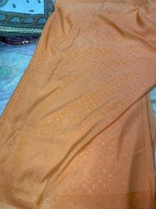 Peach Silk Shiny Saree