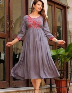 Elegant Embroidered Grey Dress