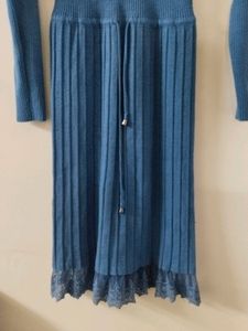 Blue Knit Midi Dress