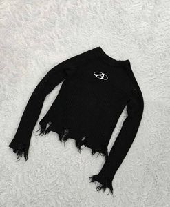 Distressed Black Knit Sweater