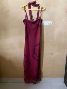 Maroon Floral Bodycon Dress