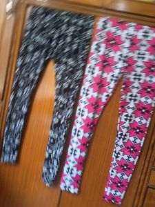 Two Beautiful Printed Leggings Black And Pink 💕🖤