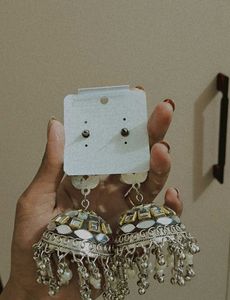 Oxidized Mirror Jhumka