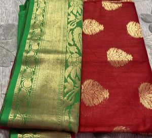 Cotton Silk Zari Weaving Saree All Over Leaf Desig