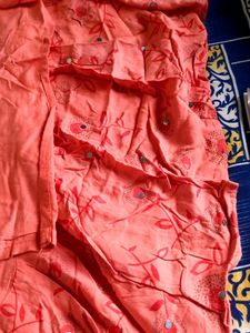 Orange Kurta And Skirt Attached Kurti🔥