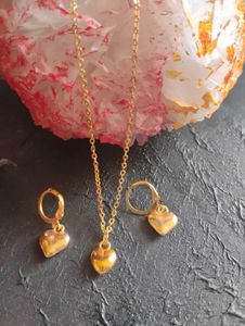 Gold Heart Jewelry Set