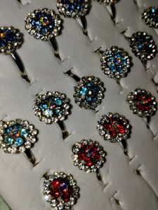 Sparkly Flower Rings - Assorted Colors At @150