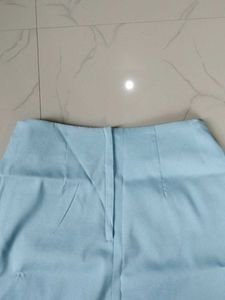 Light Blue Slit Mini Skirt