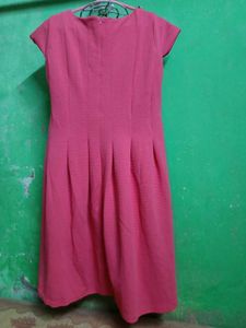 Coral Dress with Beaded Neckline