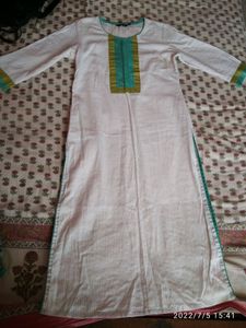 Long Straight Fit Kurti - Off white