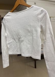 Cute White Long Sleeve Top