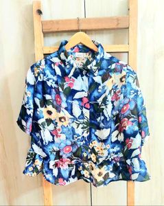 Blue Printed Top Size-44
