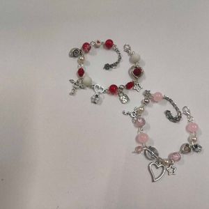 Beaded y2k Charm Bracelets - Set of 2
