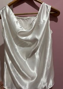 Cowl neck satin office wear top