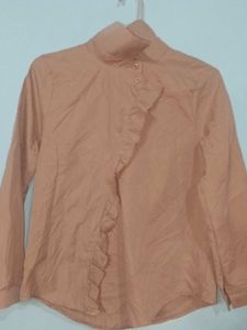 Peach Ruffle Blouse