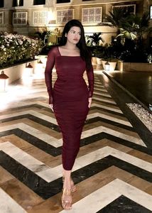 Marron Eve Ruched Dress