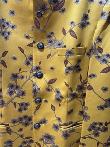 Floral Print Mandarin Collar blazer