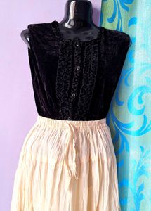 Vintage Velvet Ruffle Top