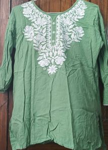 Green Embroidered Kurta