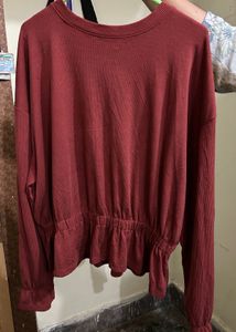 A Solid Cinched Waist Top