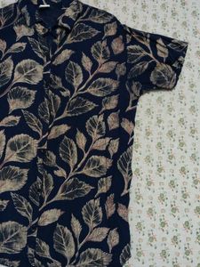 Leaf Print Button-Down Shirt