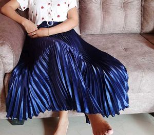 Blue Pleated Skirt