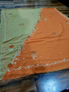 floral multi coloured handwork Saree
