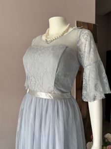 Grey lace embroidered dress