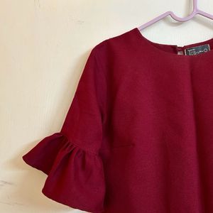 Red Bell Sleeves Top