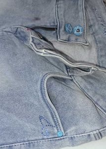 Distressed Gray Denim Jeans