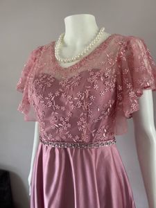 Vintage Pink Lace &amp; Satin Dress