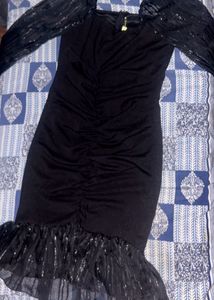 Chic Black Ruffle Mini Dress