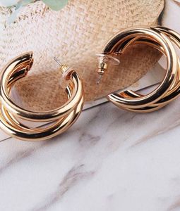 Celestique Gold-Plated Contemporary Hoop Earrings