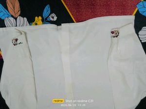 Floral Embroidered White Button-Up
