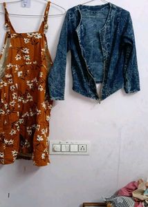 Floral Jumpsuit & Denim Jacket Set Used Twice