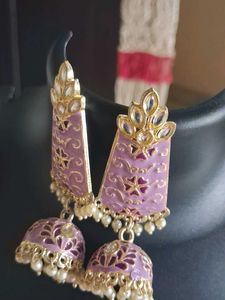 Lavender Jhumka Earrings
