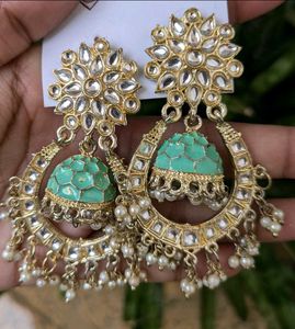 Mint Jhumka Earrings
