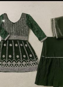 green sharara kurta full set