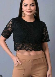 Black Lace Crop Top
