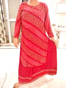 Bandhni Kurti Skrit Set