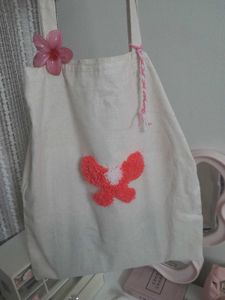 Bow Punch Needle Tote Bag