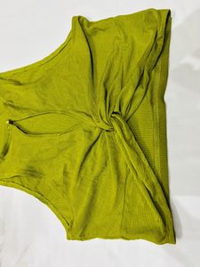 Olive Green Knotted Crop Top