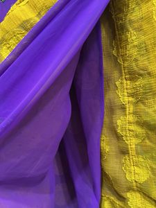 Purple Embroidered Saree no blouse