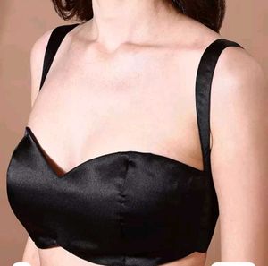 Silk Padded Drawstring Back, Broad Neck Blouse
