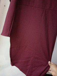 Burgundy Puff Sleeve Dress