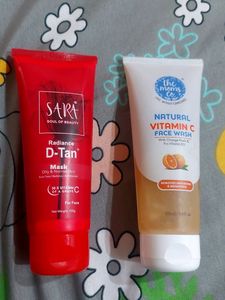 Sara Vitamin- C D-tan Pack And The Moms Co. Vitamin- C Face Wash For Normal To Oily Skin.