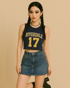 Bonkers Riverdale Blue Crop Tank Top